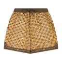 Brown Weave Pattern Silk Shorts