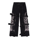 Black Winged Logo Bondage Pants