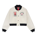 White Felt Like Award Bomber Jacket
