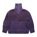 Purple Borrujered Zip-Up Cardigan Sweater