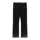 Black Dirty Coated Flare Jeans