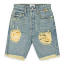 Indigo Distressed Denim Shorts
