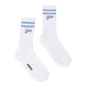 White/Baby Blue Varsity Script Sock