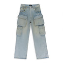 Light Indigo P018 Relaxed Double Cargo Jeans