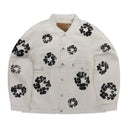 White Cotton Wreath Denim Jacket
