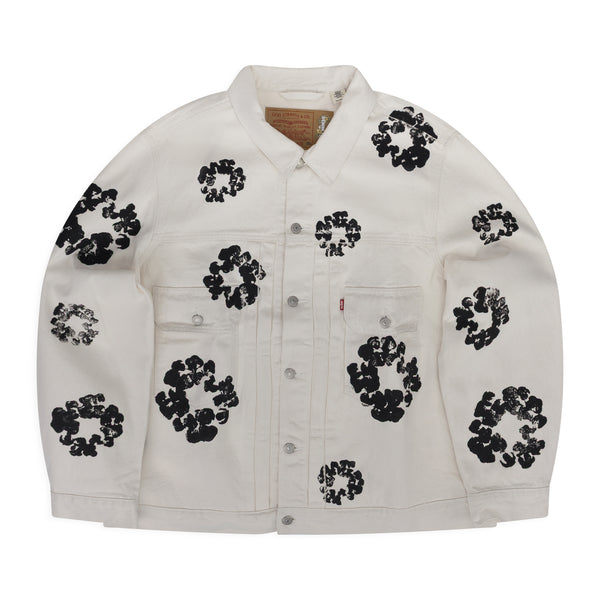 White Cotton Wreath Denim Jacket