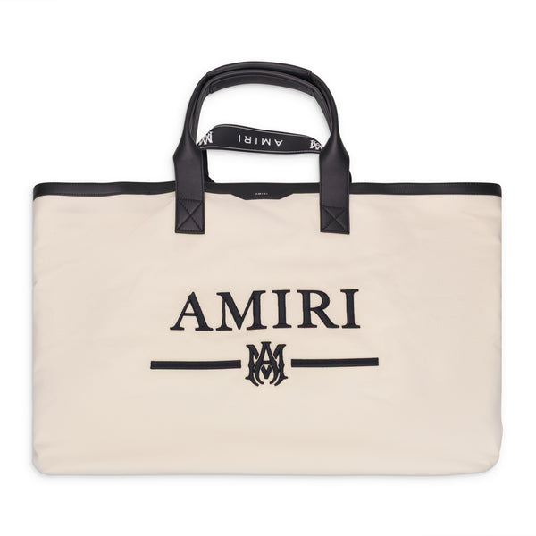 Natural/Black Canvas Embroidery Tote Bag