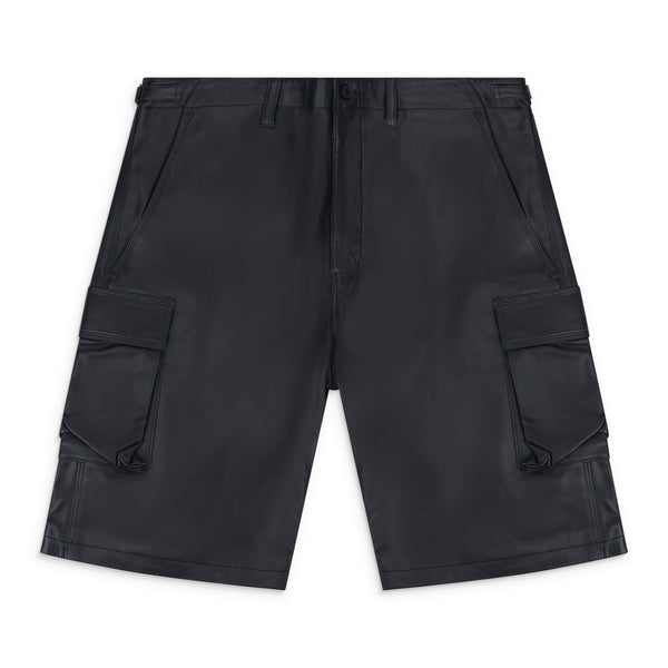 Black Beauty Leather Cargo Shorts