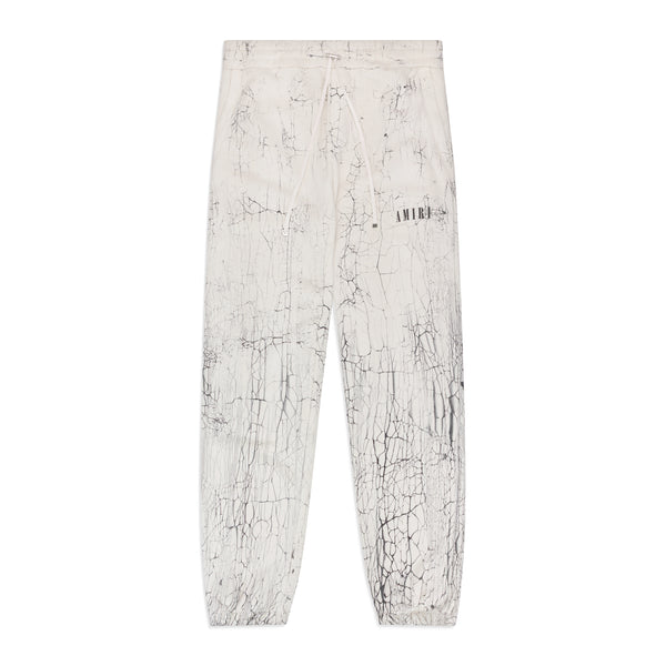 White Cracked Dye Logo Sweatpants