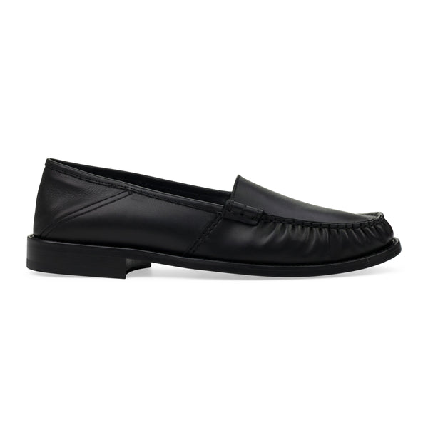Black Gathered Slip On Loafers