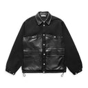 Black Hunting Jacket with Leather Details