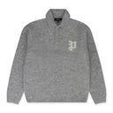 Grey Relaxed-Fit Polo Sweater