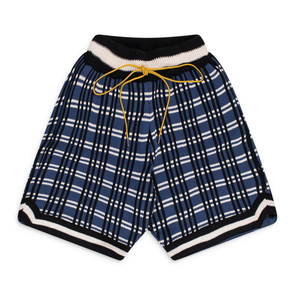Blue Plaid Basketball Knit Shorts