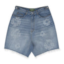 Light Wash Laser Wreath Denim Short