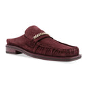 Red Gathered Square Toe Mules