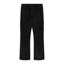 Black Coated Cargo Flare Jeans