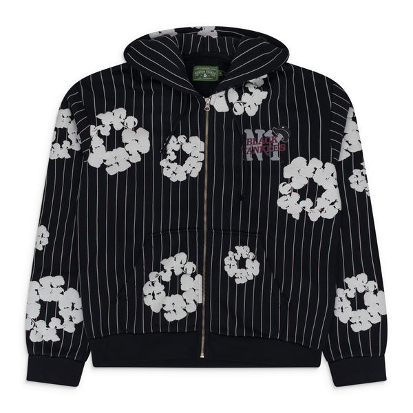 Black Black Yankees Cotton Wreath Zip Hoodie