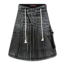 Black Denim Wrap Midi Skirt