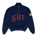 Navy Quarter Zip Knit Sweater