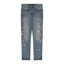 Mid Indigo Manganese Paint EMB Straight Jeans