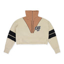 Cream Intarsia Crop Half Zip Sweater