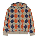 Beige Intarsia Zip Hoodie
