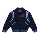 Navy Bstroy Tears Logo Varsity Jacket