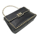 BLACK MEDIUM CHAIN FLAP POUCH
