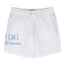 White MA Bar Logo Swim Trunks