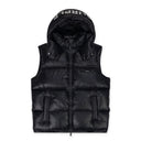 Jet Black Nylon Snap Off Hood Puffer Vest