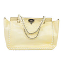YELLOW ROCKSTUD TRAPEZE MEDIUM TOTE BAG