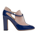 Blue Velvet Ankle Strap Heels