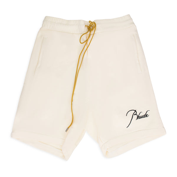 Cream Script Logo Shorts