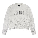 White Cracked Dye Core Logo Crewneck