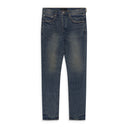 Mid Indigo Skinny Crackle Coated Jeans