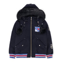 Navy NHL x Moose Knuckles Rangers Bomber Jacket