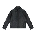 Black Leather Front Zip Jacket