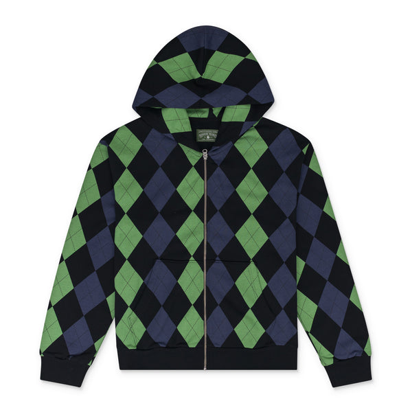 Green Intarsia Zip Hoodie