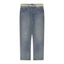 Light Indigo Basalt Distressed Straight-Leg Jeans