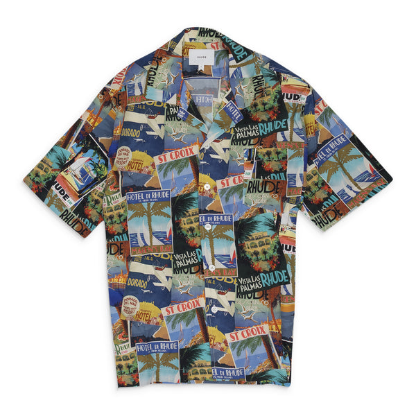 Multicolor Postcard Silk Shirt