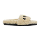 Tan Shearling Fur Logo Slippers