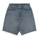 Blue Plain Denim Shorts