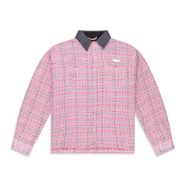 Metallic Pink Tweed Work Shirt 1