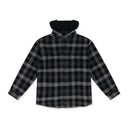 Black Multicolor Plaid Waffle Hooded Jacket