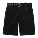 Black Corduroy Belted Shorts