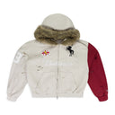 Oatmeal Melange 'Buttivore' Fur Lined Zip Hoodie