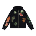 Black Kiss My Grits Fruit Collage Zip Hoodie