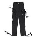 Black Tactical Leather Cargo Pants