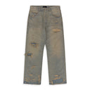 Light Indigo Verditer Destroyed Wide-Leg Jeans