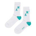 White/Teal Collegiate Tube Socks